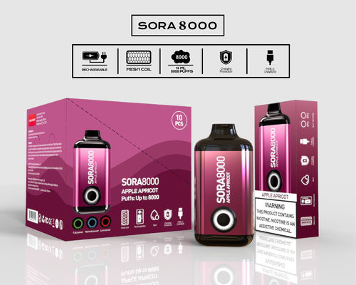 Sora 8000 Puffs одноразовый Ecig 650mah тип-C перезаряжаемый 14 мл предварительно заполненный сок
