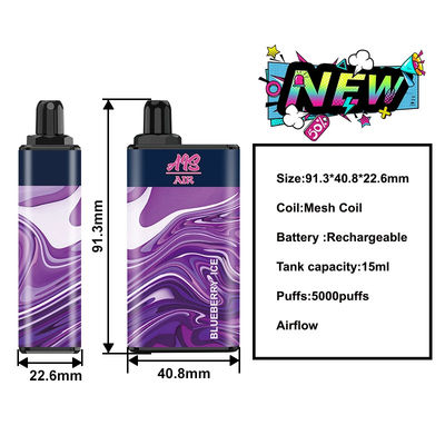 льда голубики Vape слойки сигарет катушки e сетки 15ml 5000puffs стручок 950mah большого устранимый