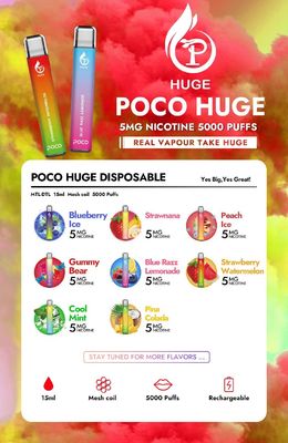 15ml Pre заполнило ручку слоек 950mah Vape Ejuice POCO ОГРОМНУЮ 5000