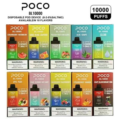 POCO BL10000 Big Puff Предварительно заполненный одноразовый вейп 20 мл 5% Nic 650 мАч Перезаряжаемый