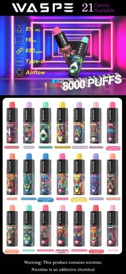Type-C зарядный кабель Waspe 8000Puffs одноразовая электронная ручка с батареей 650mAh