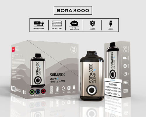 Sora 8000 Puff заряжаемая электронная сигарета смесь фруктовые фальворы одноразовая вейп ручка