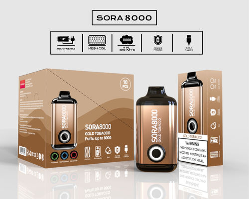 14 мл 8000 вдохов Заполненный одноразовый вейп сигарета Sora 650mah тип-C перезаряжаемый