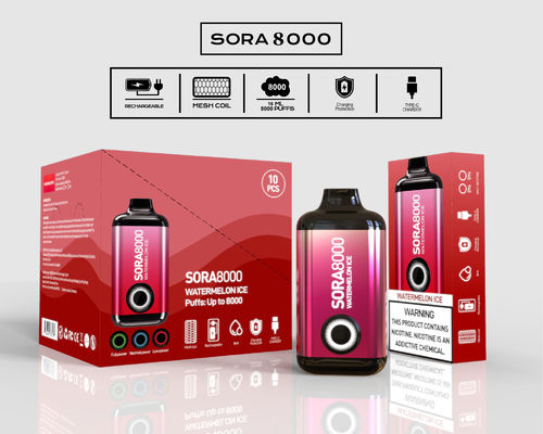 Sora 8000 650mah Type-C перезаряжаемая одноразовая вейп-ручка 14 мл 650mah