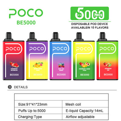 POCO BE5000 Пуфы 50 мг никотина одноразовый вейп 14 мл предварительно заполненный сок 1200mAh