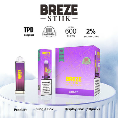600Puffs одноразовая вейп-ручка с 2% ником для вейпинга в дисплейной коробке