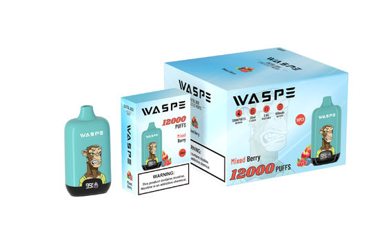 Waspe 12000 Puffs Возраст ≥18 Big Puff Vape с батареей 650mAh 10 штук/коробка 200 штук/коробка